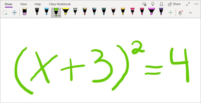 Write a math equation in OneNote for Windows 10