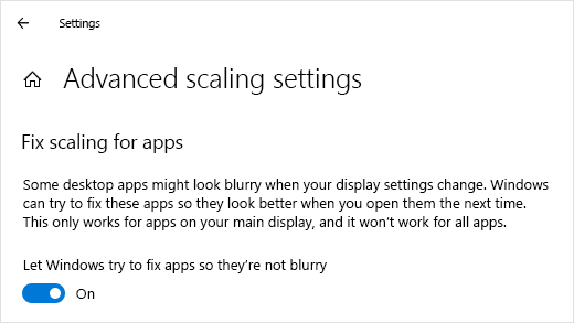 Using Advanced scaling settings for Windows blur reduction