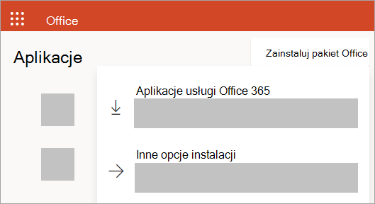Zrzut ekranu usługi Office.com w razie zalogowania się przy użyciu konta służbowego