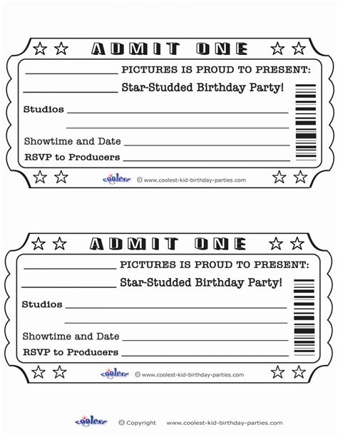 Printable Movie Ticket Template