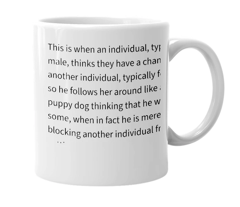 White mug with the definition of 'p-dogging'