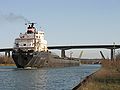John B. Aird transits the canal, just north of the Skyway bridge in St. Catharines, looking south along the canal