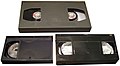 Betacam SP L and S tapes plus a VHS tape for size comparison