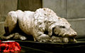 Interior of St. Patrick's Cathedral, Dublin. Statue of Irish Wolfhound.