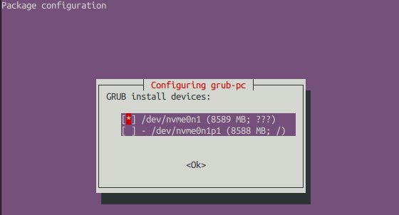GRUB install devices: