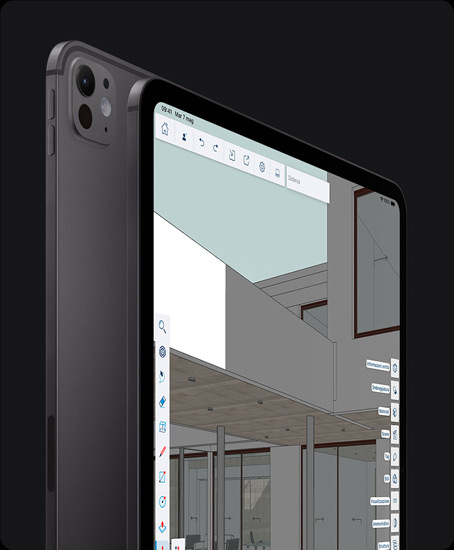 Un iPad Pro nero siderale visto da dietro, sistema di fotocamere Pro, accanto a un iPad Pro visto di fronte, cornice del display nera, angoli arrotondati