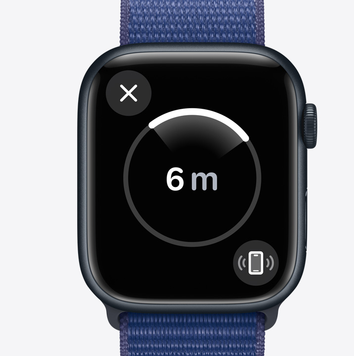 Apple Watch Series 9 using Precision Finding to find a nearby iPhone 15.