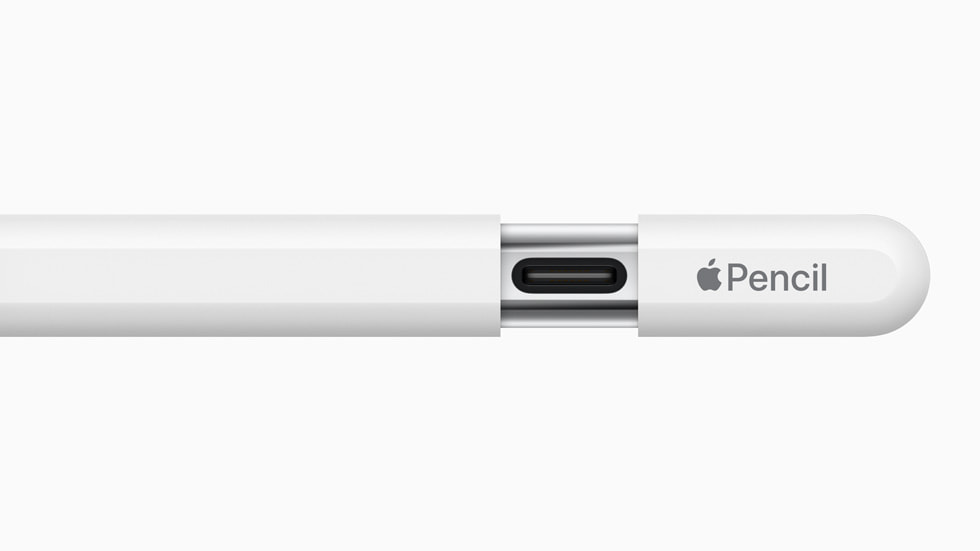 Porta USB-C tampada no novo Apple Pencil. 