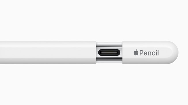 Un primo piano della Apple Pencil con il nuovo tappo scorrevole.