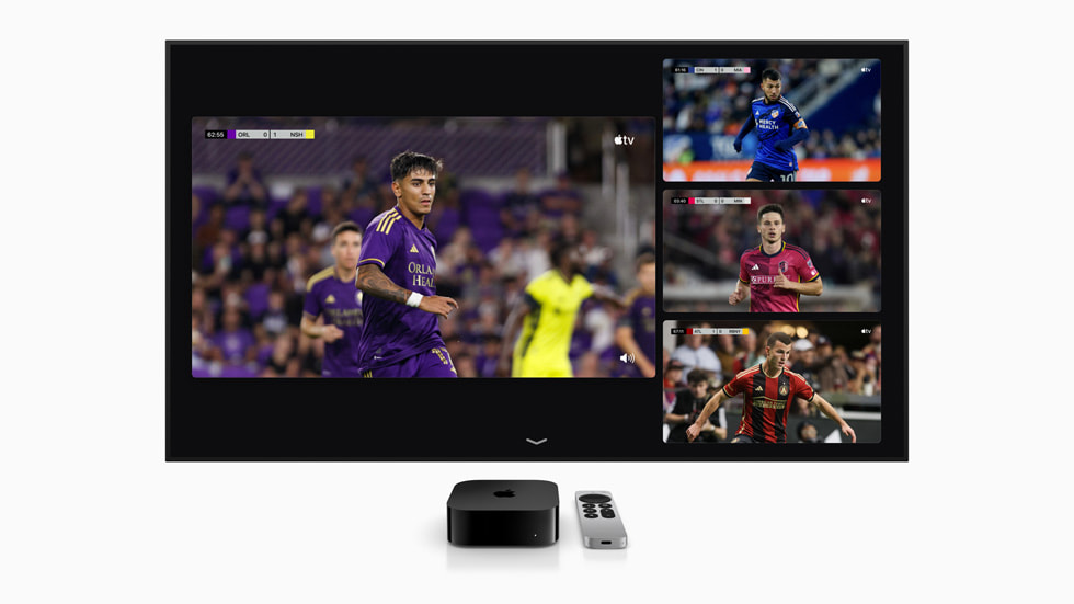 El MLS Season Pass muestra varios partidos en vivo en un Apple TV 4K.