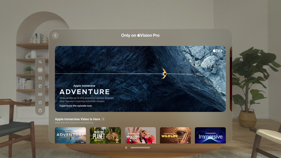 The Adventure Apple Immersive Video displayed on Apple Vision Pro.