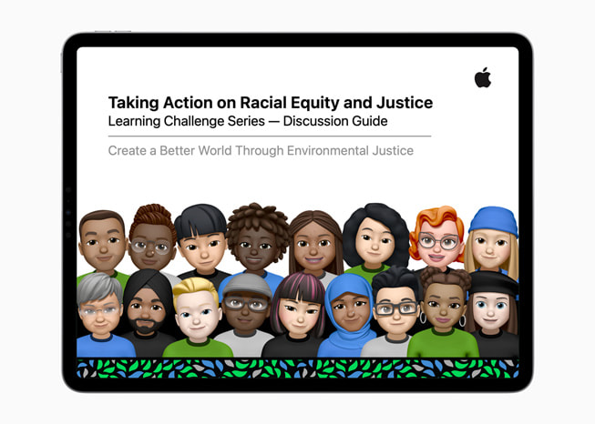 Výzva s názvem Environmentální spravedlnost – nástroj k vytváření lepšího světa v rámci vzdělávacího programu Challenge for Change na obrazovce iPadu 