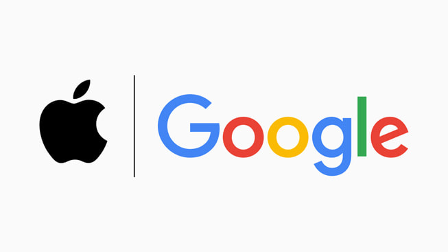 Apple ve Google’ı temsil eden logolar.