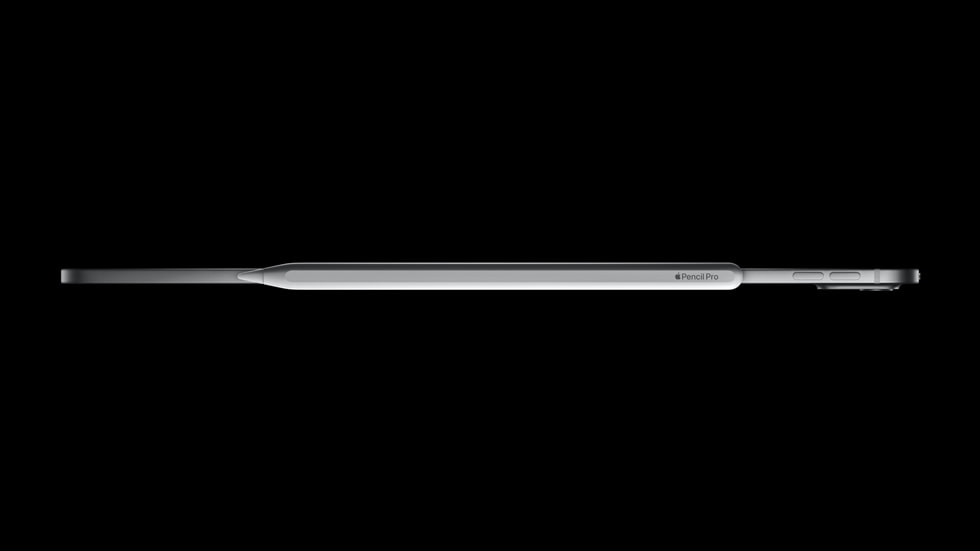 Un Apple Pencil Pro acoplado al nuevo iPad Pro.