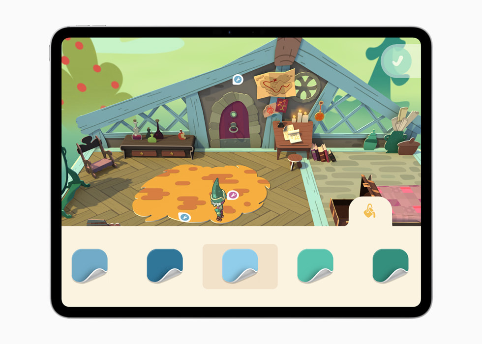 Gameplay di Crayola Adventures ditampilkan di iPad Pro.