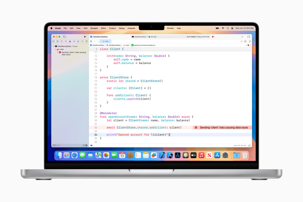 Swift 6 language mode is shown on the 14-inch MacBook Pro.