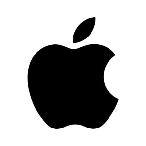 Apple’s traditional logo is shown.