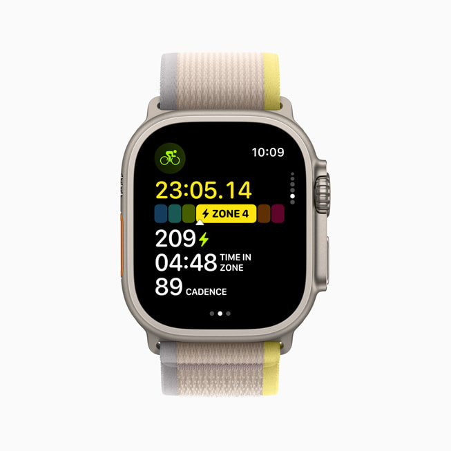 Apple Watch Ultra 顯示個人化的「功率區間」。