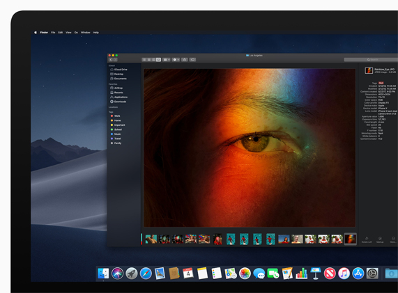 Yeni Karanlık Modu ayarıyla bir Mac ekranının ekran görüntüsü