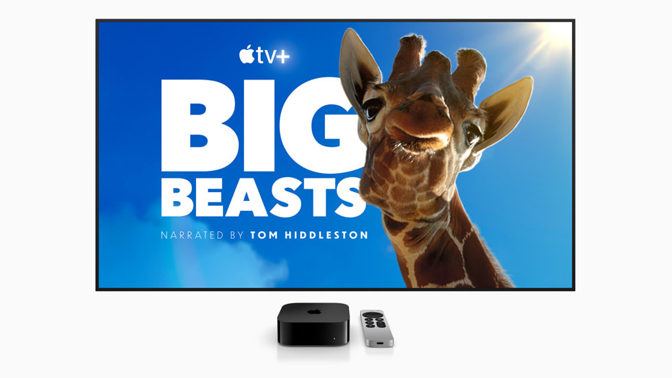 La série Apple Originals Bêtes géantes, affichée via une Apple TV.