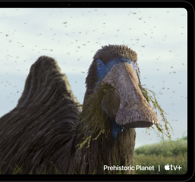 horizontāls novietojums, iPad Pro ar Prehistoric Planet ainas atskaņojumu