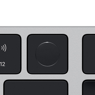Pohľad zblízka na Touch ID na klávesnici Magic Keyboard