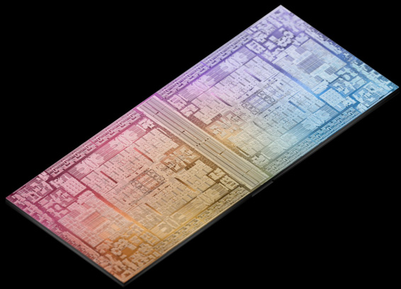 Sơ đồ minh họa khối chip M2 Max được kết nối với một khối chip M2 Max khác