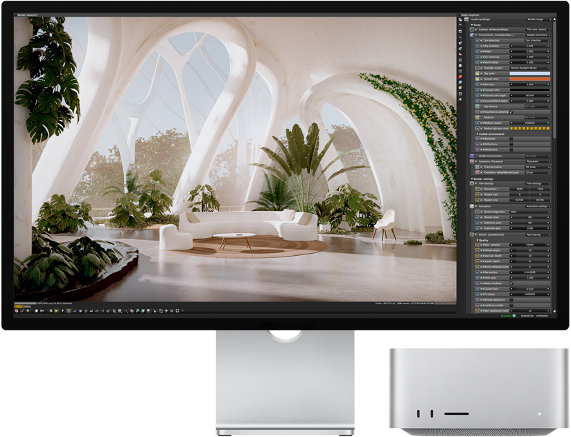 Studio Display và Mac Studio được trưng bày cùng nhau