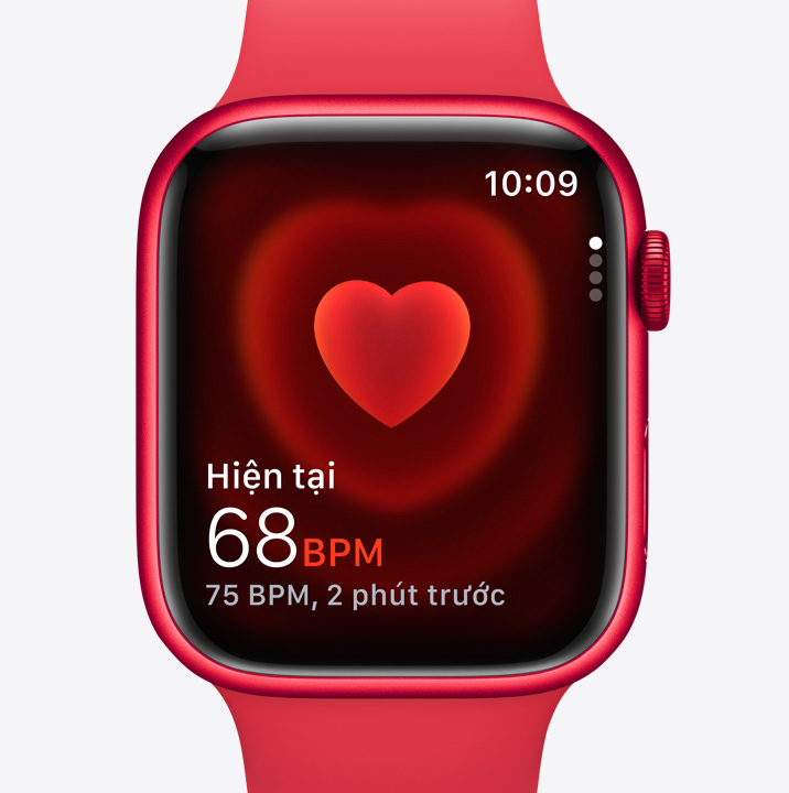 Một chiếc Apple Watch Series 9 hiển thị ứng dụng ECG đang đo nhịp tim.