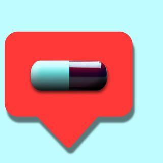 Illustration of a social media notification with a pill inside
