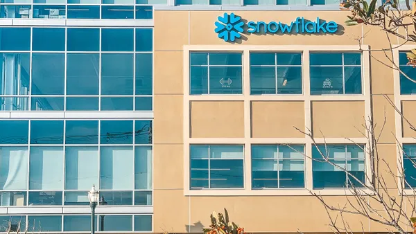Snowflake logo on one of the data cloud company's offices.