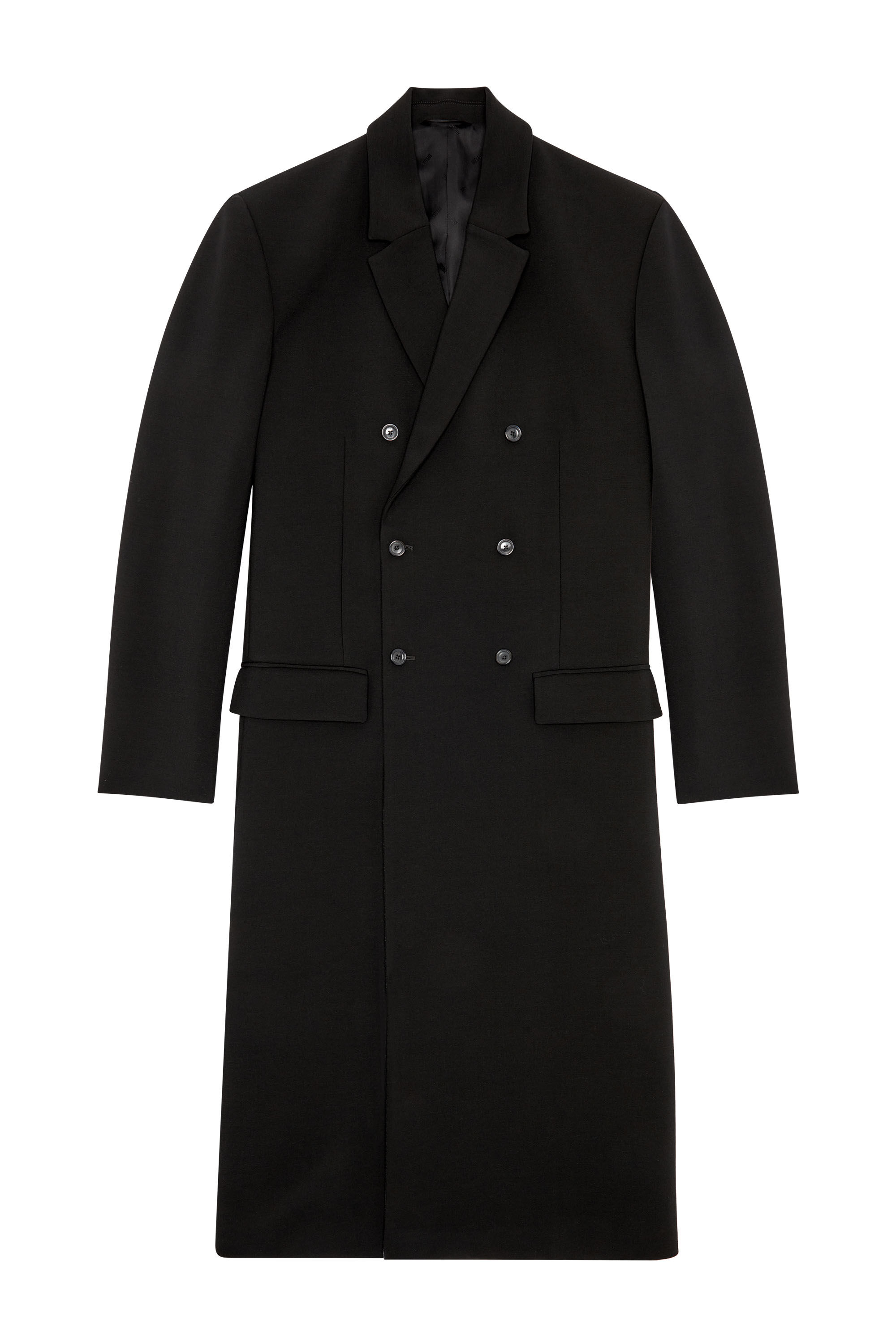 Diesel - J-RITZ, Male Longline cool wool coat in denim detail in ブラック - Image 2
