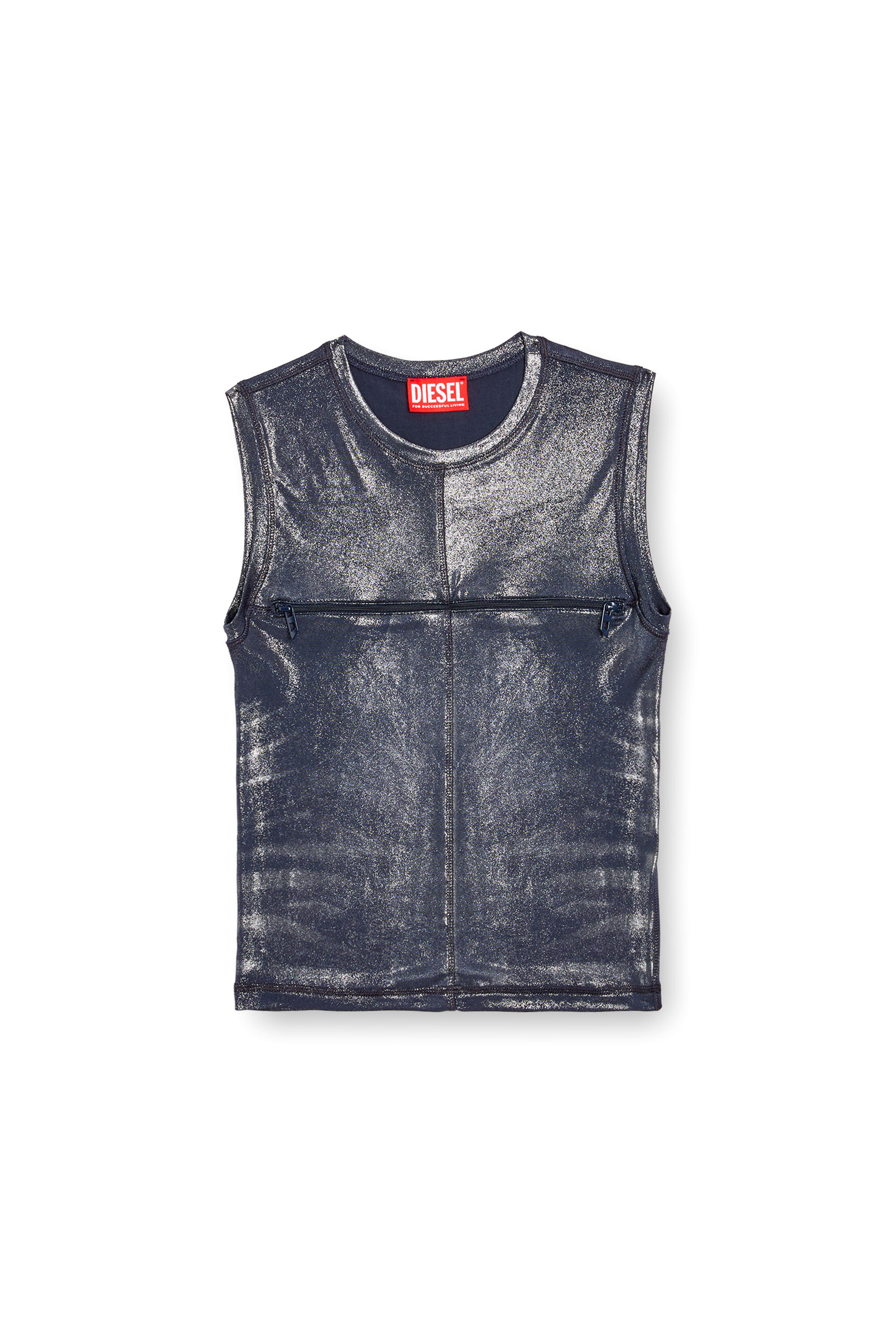 Diesel - T-VEZZY, Female Metallic tank top with chest slit in ブルー - Image 2