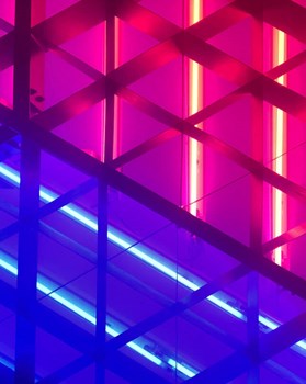 Coloured neon lights close up