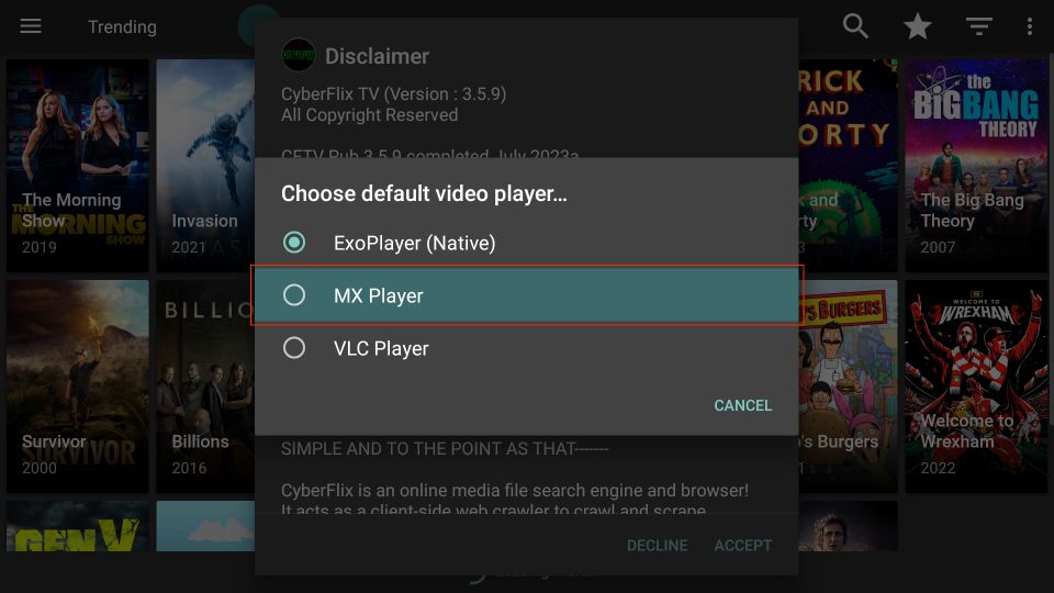 change default video player- mx player