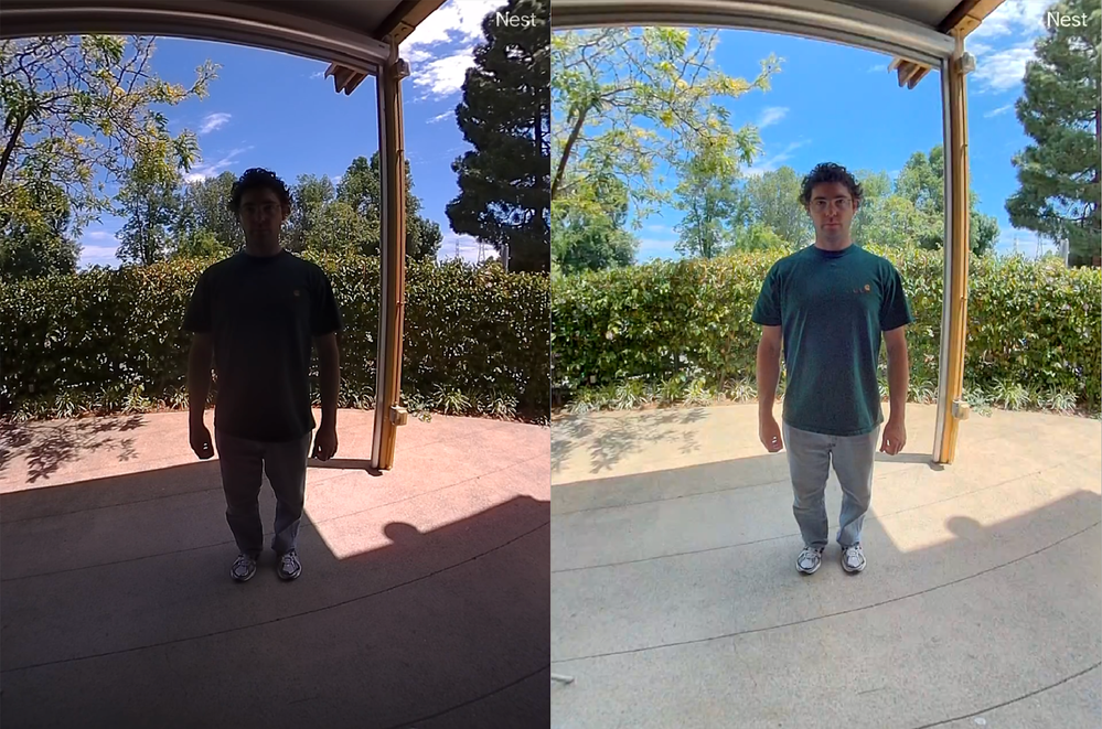 Nest Doorbell (battery) comparison-- previous software on left and latest update on right.