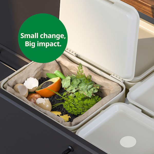 A HÅLLABAR is filled with waste. Text on image reads: Small change, big impact.