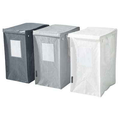 DIMPA Waste sorting bag, white/dark grey/light grey, 22x35x45 cm/35 l
