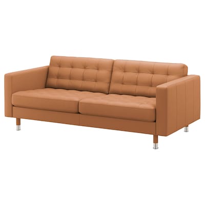 LANDSKRONA 3-seat sofa, Grann/Bomstad golden-brown/metal