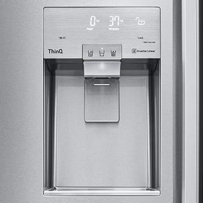 The tall water and ice dispenser can accommodate almost any container image