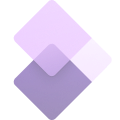 A logo in light purple color