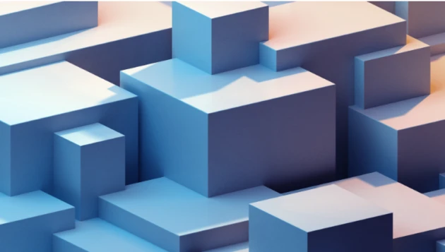 A decorative image of blocks and cubes in pastel blue and pink colors