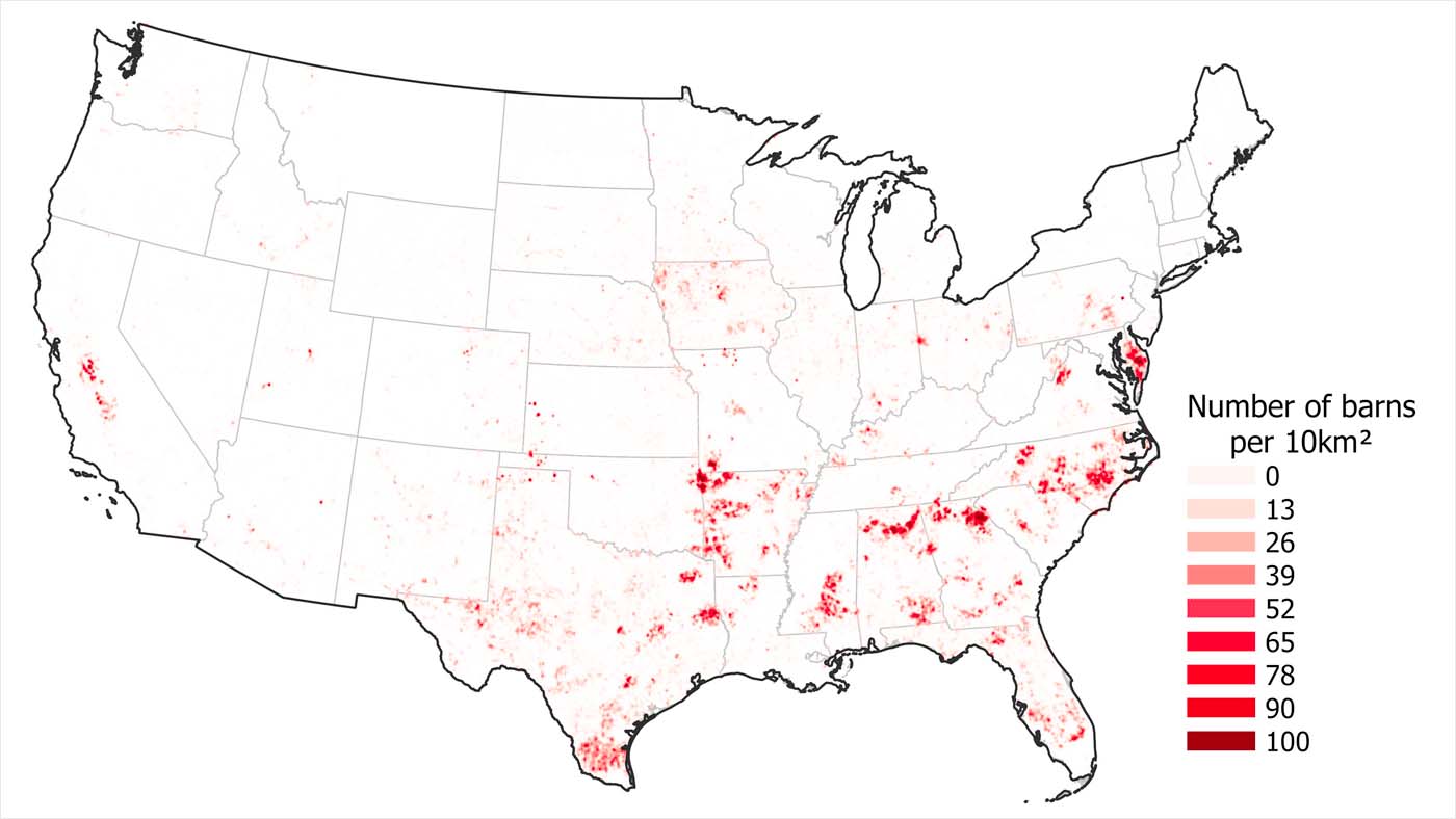 Geospatial poultry cafos USA map