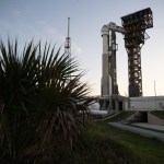 A United Launch Alliance Atlas V rocket with Boeing’s CST-100 Starliner spacecraft aboard is seen at sunset on the launch pad at Space Launch Complex 41 ahead of the NASA’s Boeing Crew Flight Test, Thursday, May 30, 2024 at Cape Canaveral Space Force Station in Florida.