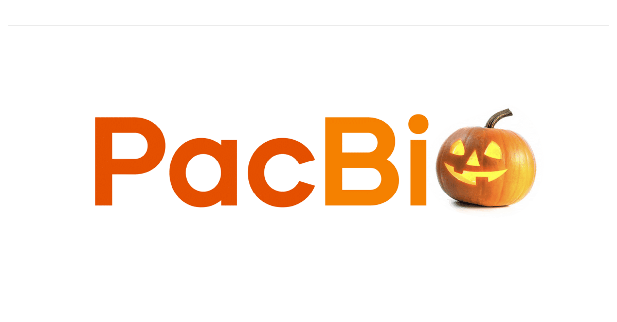 PacBio jack o' lantern - a PacBio logo with a jack o' lantern for an "o"