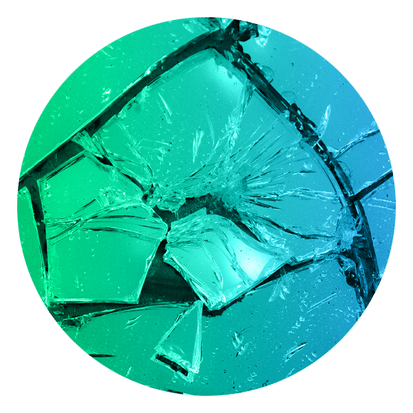 Pseudogenes - Stylized image of a broken mirror, representing a faulty replication