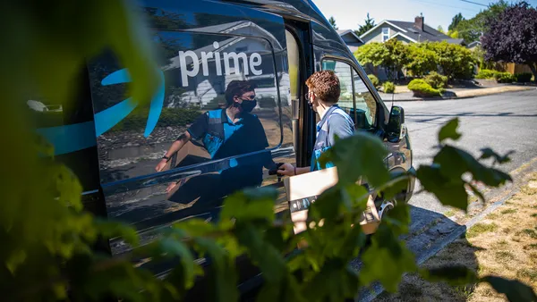 An Amazon Prime delivery truck