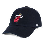 '47 Men's Black Miami Heat Clean Up Adjustable Hat
