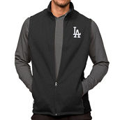 Antigua Men's Heathered Black Los Angeles Dodgers Course Full-Zip Vest