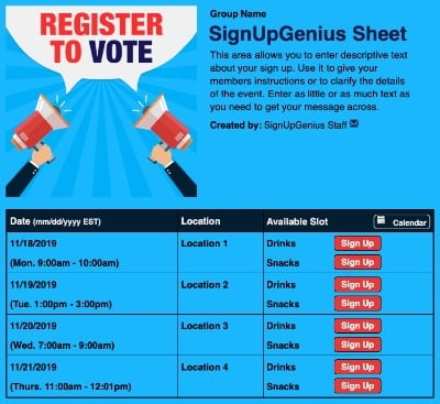 voter registration elections polls sign up form
